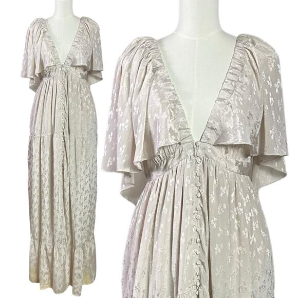 Free People Dainty Ethereal Fairy Cha Cha Maxi Dress in Ivory Cream Size Large - Picture 5 of 16